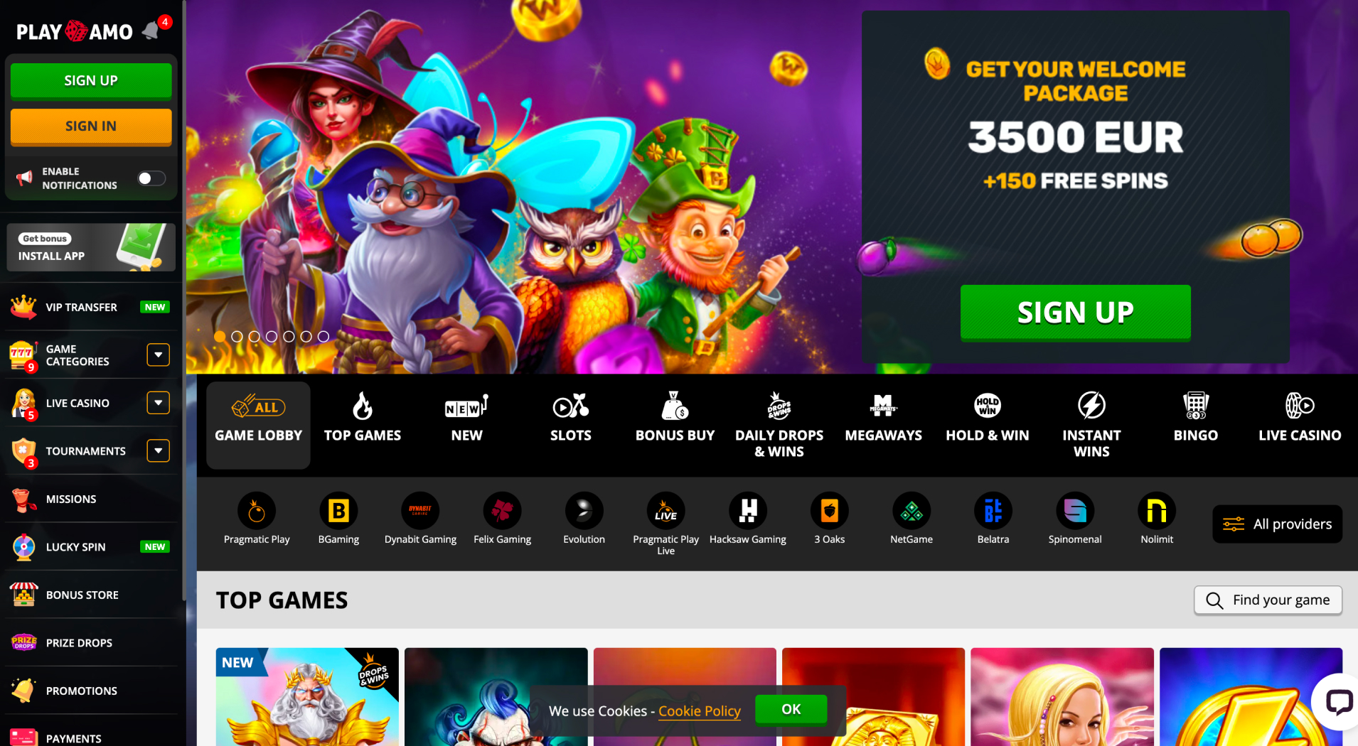 Playamo Casino screenshot 1