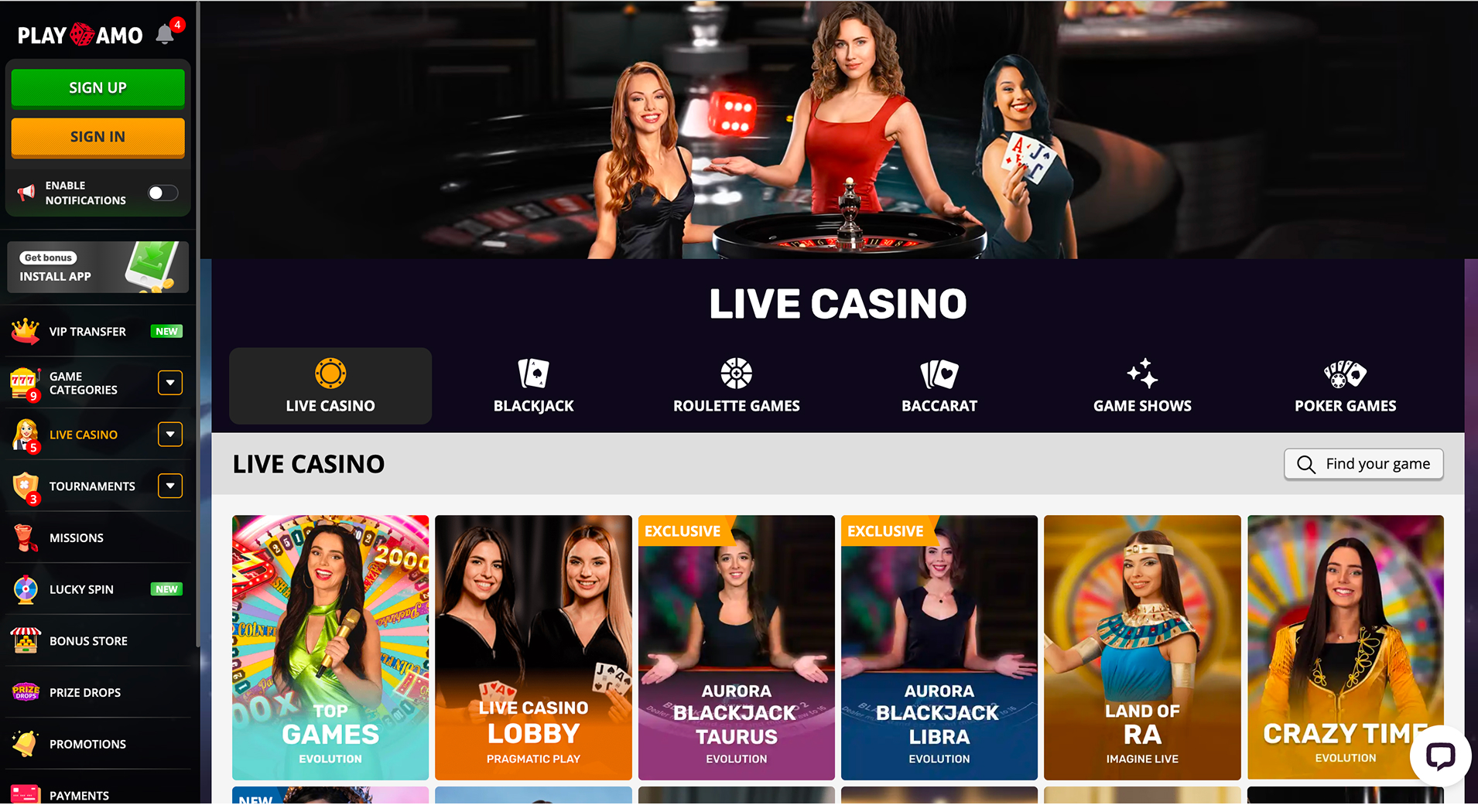 Playamo Casino screenshot 4