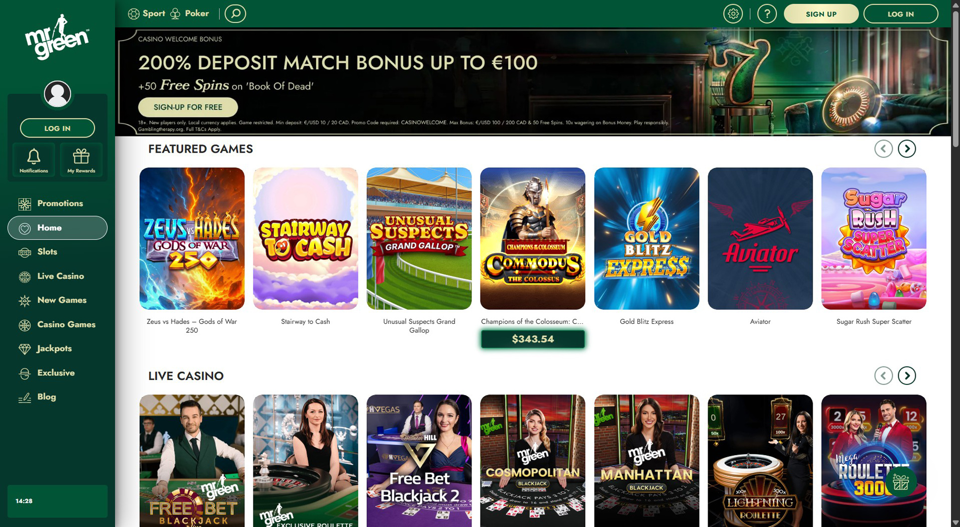 4. Mr Green Casino- Tillförlitlig onlinekasinoalternativ